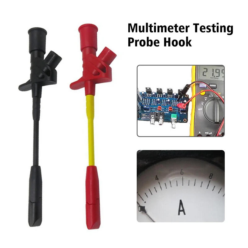 

4 Mm Jack Test Clip Multimeter Testing Probe Hook Black & Red 1 Pair Per Pack P5005
