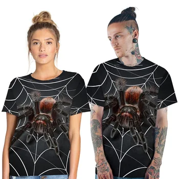 

RUNNING CHICK Summer suit 2019 new female spider digital print couple T-shirt