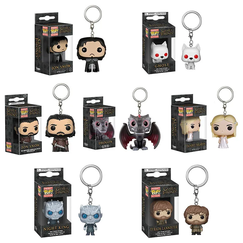 

2019 New game of thrones season 8 Action Figure pop Keychain Daenerys Stormborn Jon Snow POP toy figure keychain For Kids Gifts