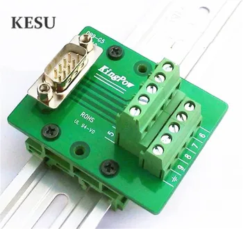 

DB9 D-Sub DIN Rail Mount Interface Module , 9Pin 9-Pin Male Female Gold Plated Breakout Board terminals with bracket