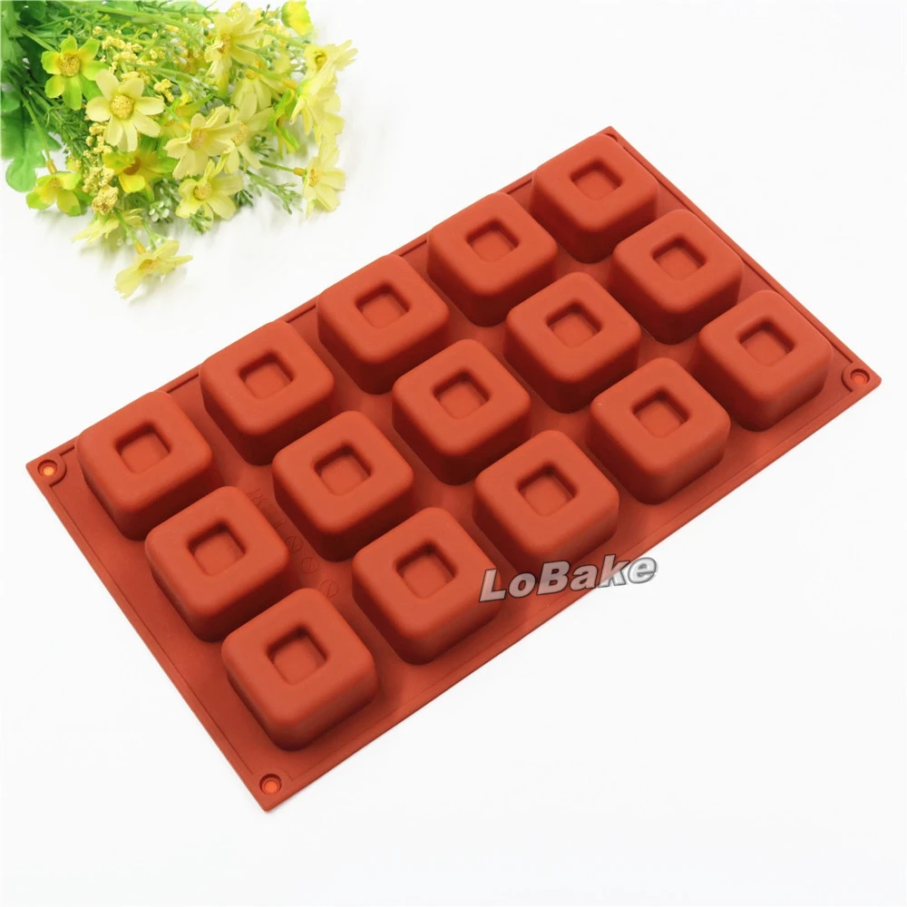 

High grade 15 cavities square cube shape silicone cake mold ice moldes chocolate tools fondant molds biscuit mould DIY tools