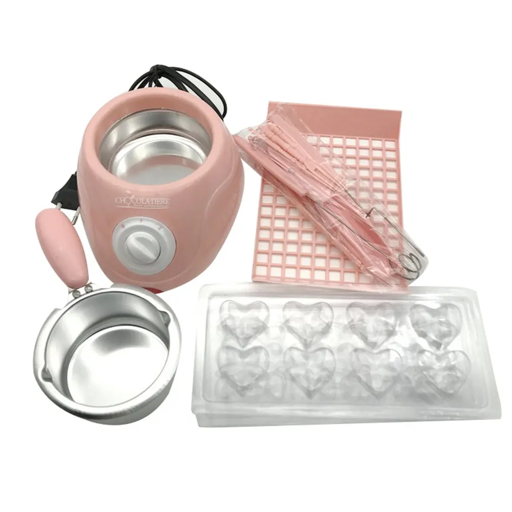 

220V Electric Candy Chocolate Melting Pot Chocolate Fountain DIY Kitchen Tool with Heart-shape Mold for Soap Making