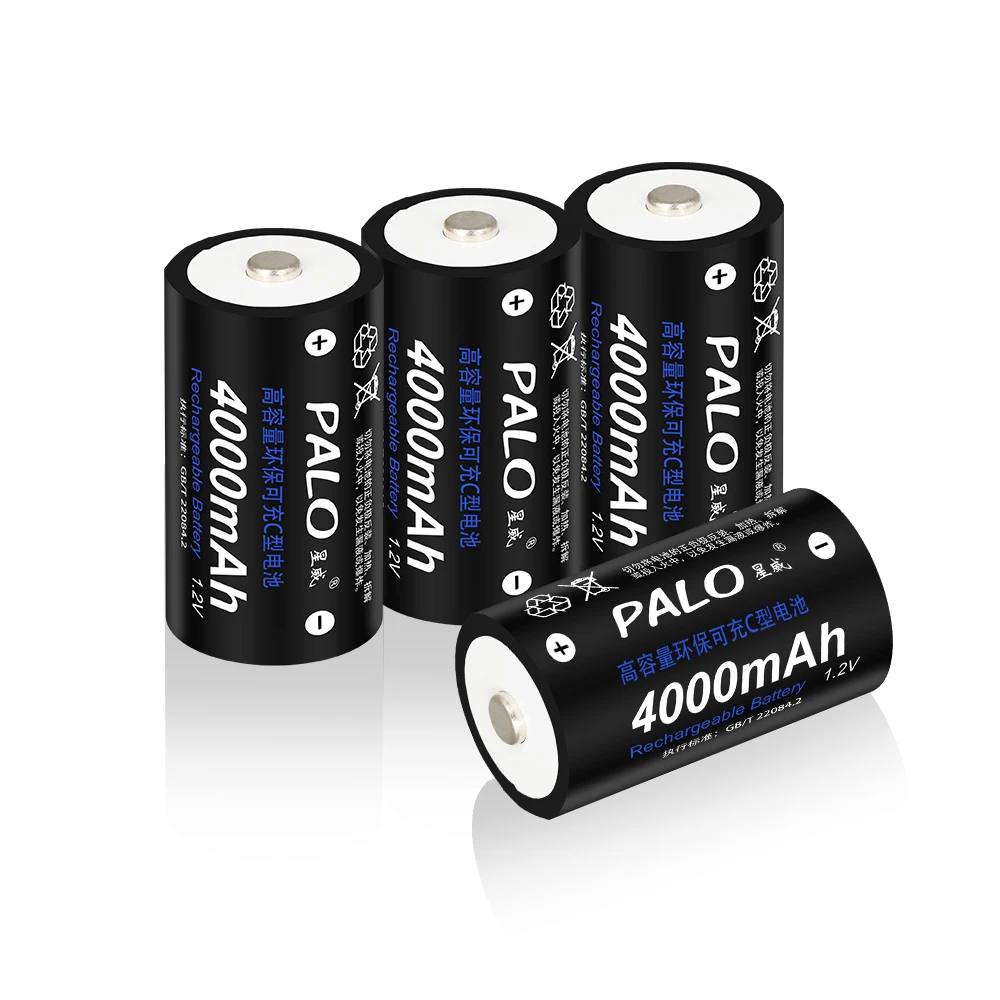 Palo 4 шт. C размер перезаряжаемая батарея NiMh+ USB быстрая зарядка C D зарядное устройство lcd для размера AA AAA SC C D батарея NiMh NiCd 1,2 в