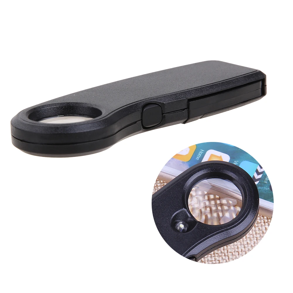 20X 40X Portable Magnifying Glass with LED Light Handheld Magnifier Loupe Reading Phone Repair