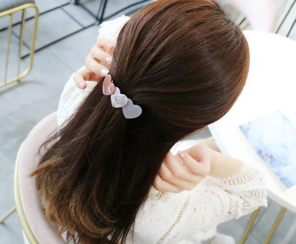 Япония и Корея весенний стиль леди простой и сладкий ацетат зажим для волос сердце и круглой формы девушки аксессуары для волос
