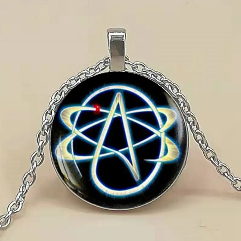 

4 colors optional Atheist Symbol necklace, Atom pendant, Atheist jewelry, No Religion necklace, mens necklace