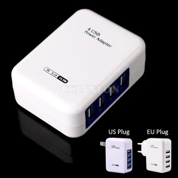 

200Pcs/Lot US/EU Plug Desktop 4 Ports USB Wall Travel Charger AC Power Adapter 5V 3.1A