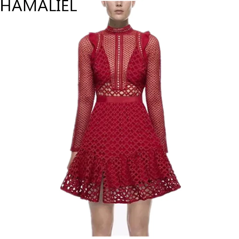 self portrait red mini dress