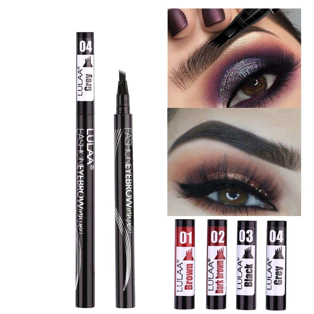 

Lulaa Makeup 4 Head Liquid Eyebrow Pencil Waterproof Eye Brow Tattoo Pen Fine Sketch Liquid Eyebrow Enhancer Dye Tint Pen