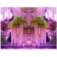 Diy 5d diamond bordado rosa patrón de flores de glicina árbol rhinestone mosaico 50*65 plaza llena de diamantes punto de cruz pintura