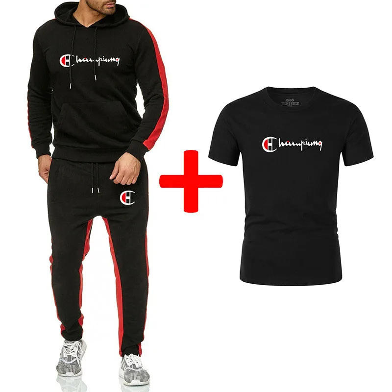 

Brand New Men Sets Fashion Autumn winter Sporting Suit Hoodies+Sweatpants+T shirts 3 Pieces Sets Slim Tracksuit Brand clothing