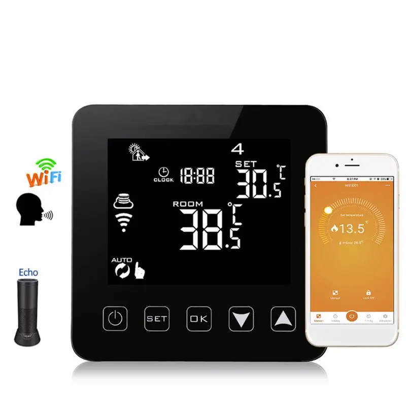 WiFi Programmable Thermostat Echo Alexa Voice Control Electric Floor Heating Room Temperature