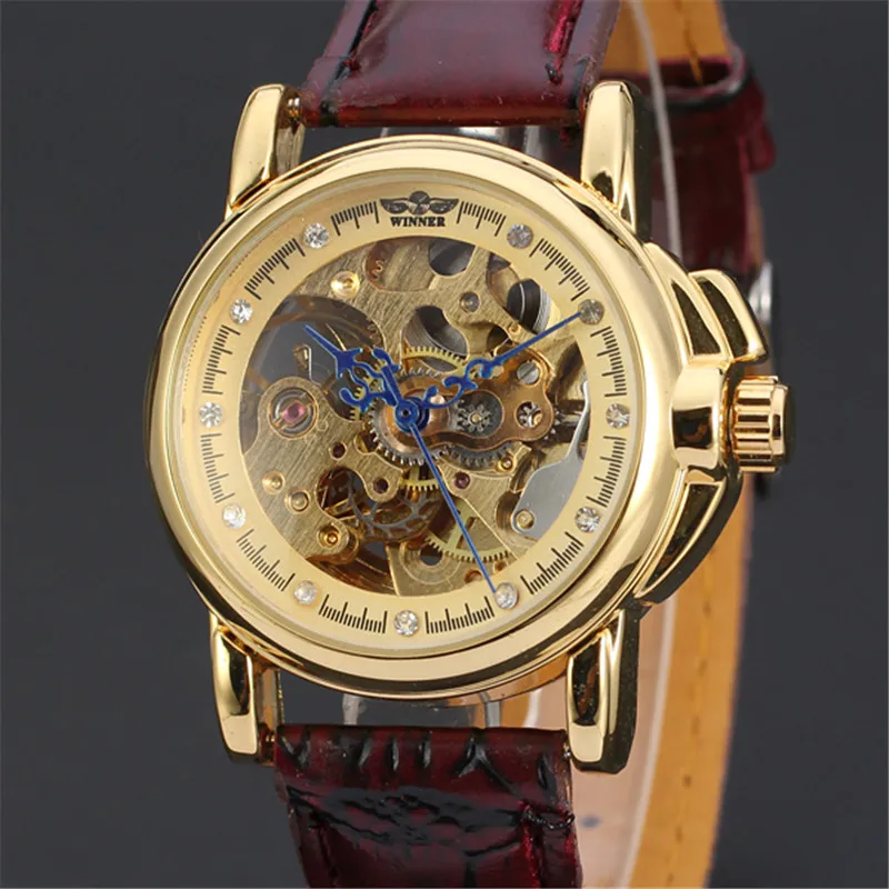 

New WINNER Female Women Watch Ladies Casual Clock Automatic Mechanical Watches Classic Top Brand Luxury Skeleton Clocks 147