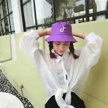 Шион Повседневная музыкальная вышивка Рыбацкая шляпа для женщин Корейская версия музыкальная Вышивка Повседневная шляпа от солнца