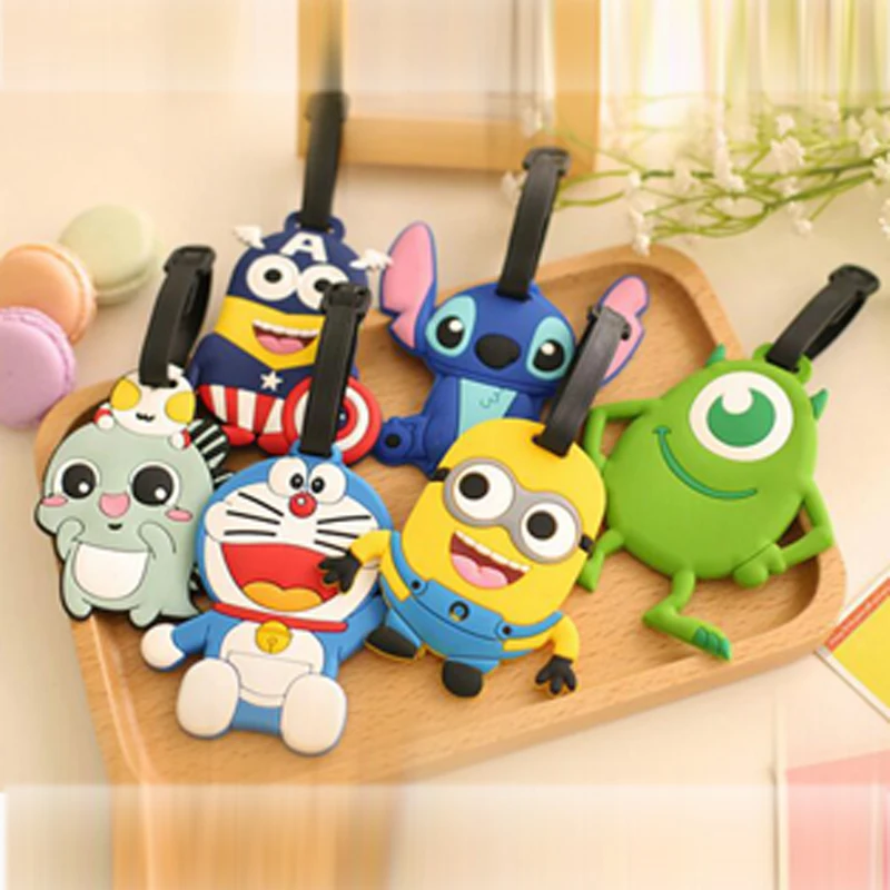 

New 5pcs/lot Cartoon Silicone Luggage Tag Fashion Keychain Key Ring for Travel Outdoor Bag Supplies Key Chain Gifts