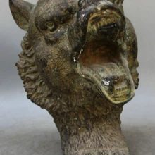 Песня voge gem S1696 1" Старый Китайский Бронзовый Фэн-Шуй животных черный медведь Голову Статуя, Бюст скульптура