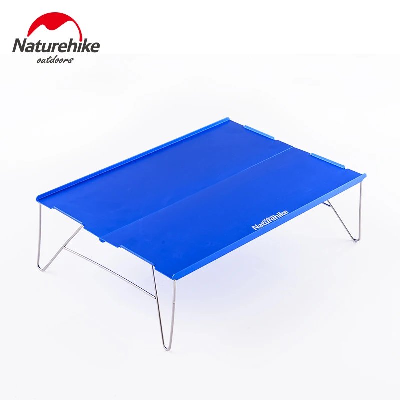 Naturehike Открытый Кемпинг Сверхлегкий портативный складной алюминиевый сплав обеденный стол мини стол NH17Z001-L - Цвет: Blue