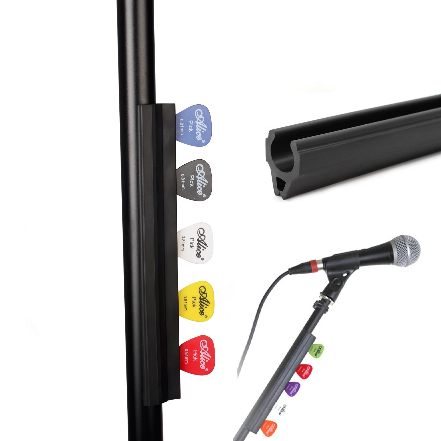 Microphone Pick Holder Black Rubber Mic Stand Picks Clip