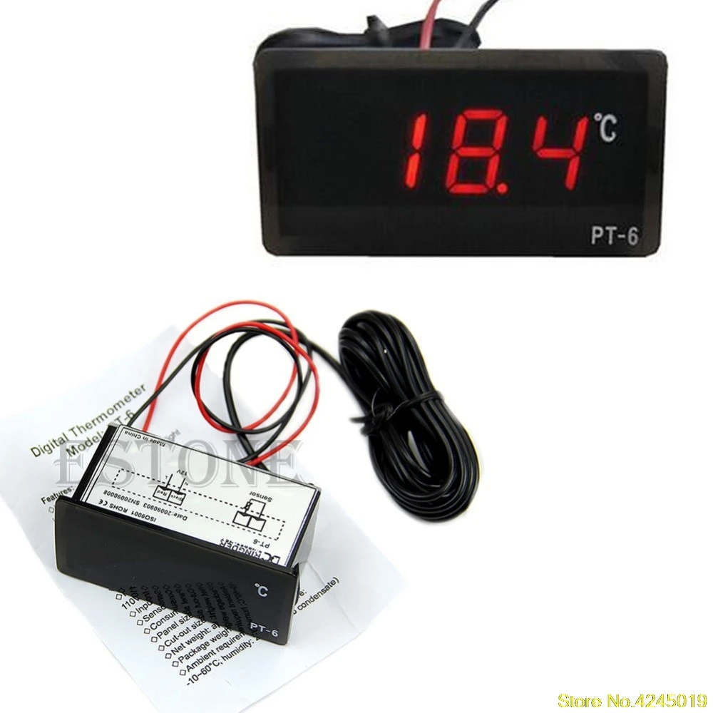 

New High quality Hot 12V Vehicle Car LED Digital Thermometer Temperature Meter Probe -40~110degree