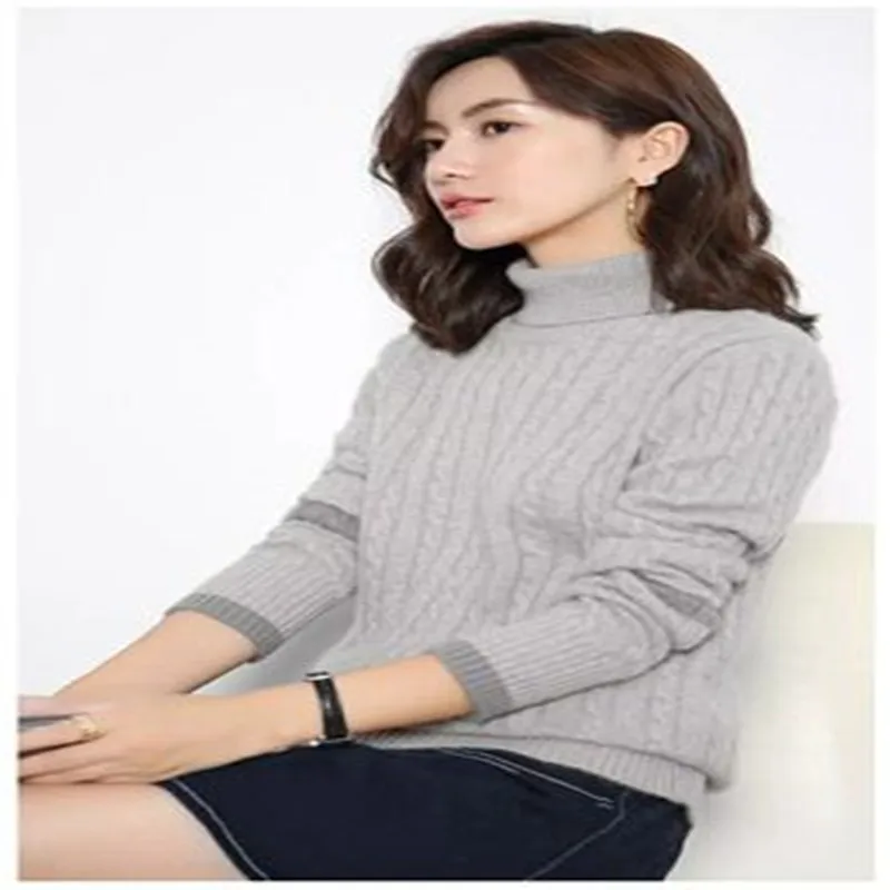 ZEHANGSEA-Women's winter splicing new cashmere casual fashion thick warm wool sweater women's knit bottoming sweater-Shipping