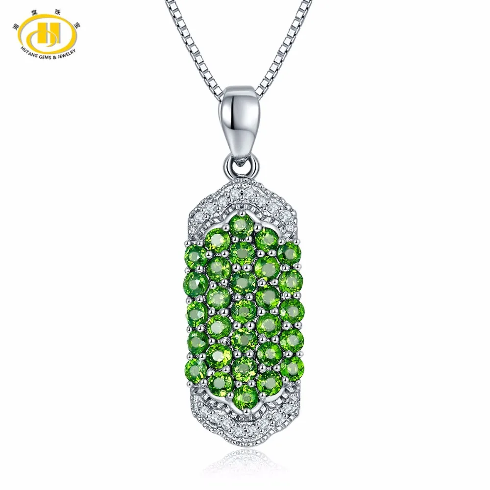 

Hutang 1.74ct Natural Gemstone Chrome Diopside & Topaz Solid 925 Sterling Silver Pendant & Necklace Fine Jewelry For Women