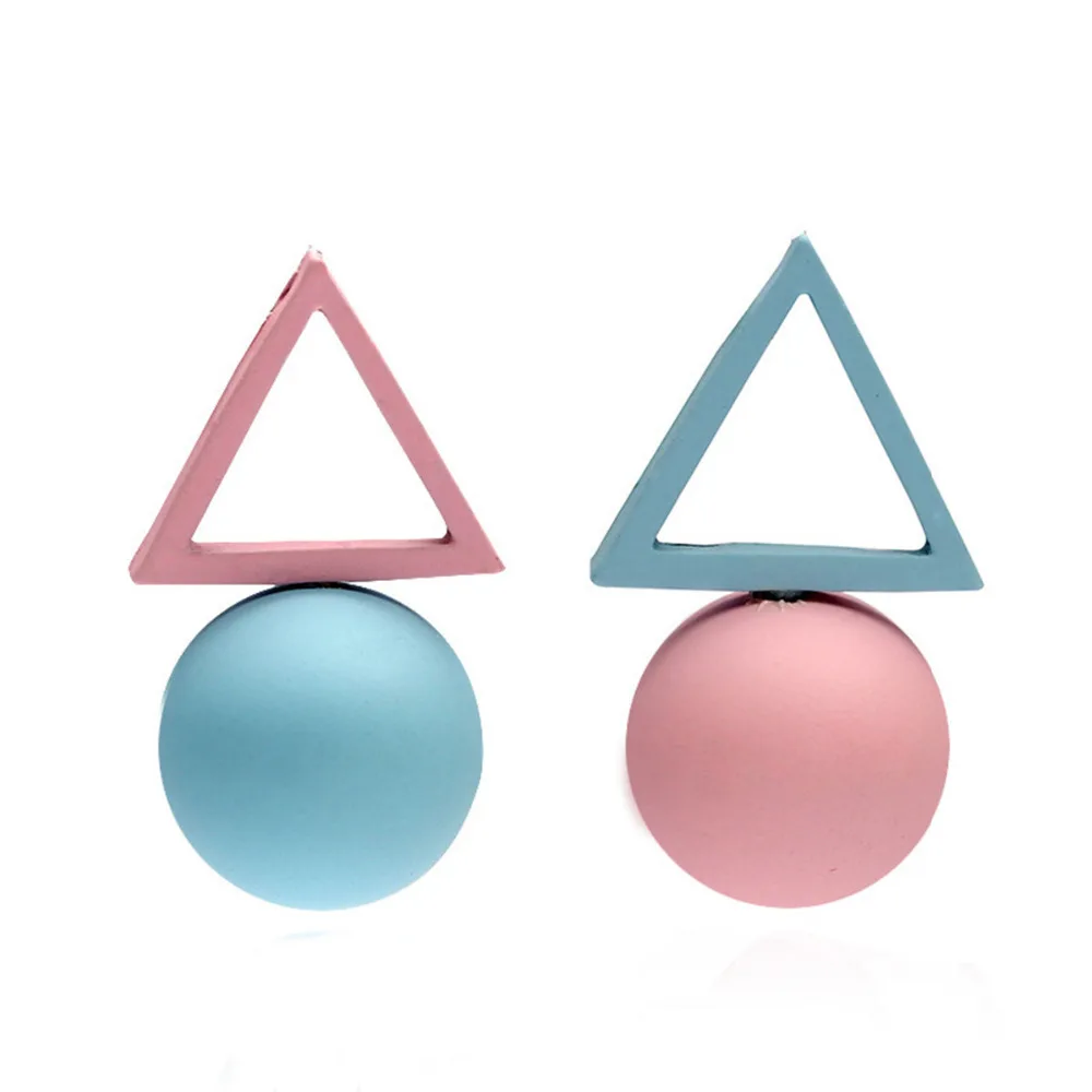 

Fashion Kroea Style Asymmetric Pearl Earring Triangle Ball Shape Candy Color Earrings For Women Stud Earrings Jewelry
