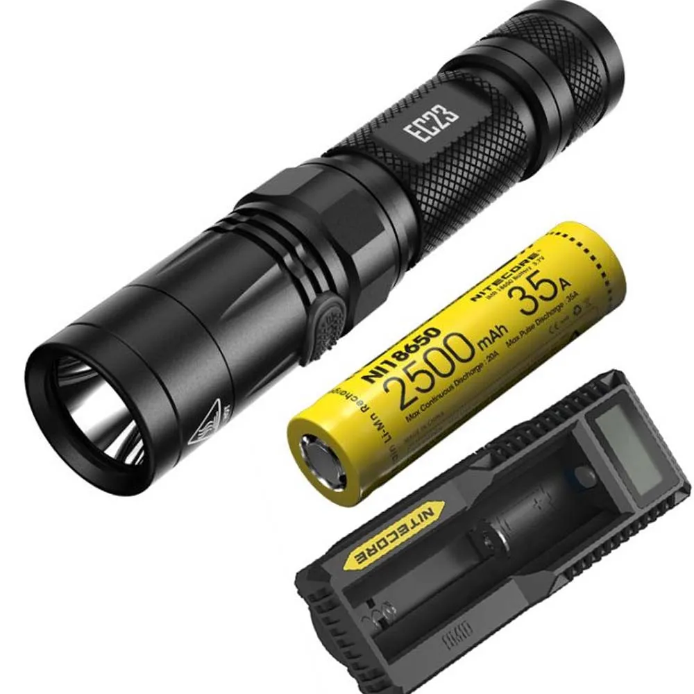 NITECORE EC23 светодиодный фонарик CREE XHP35 HD E2 светодиодный Макс 1800лм дальность луча 255 м 8 режимов Тактический фонарь - Испускаемый цвет: EC23 2500mAh 35A um1