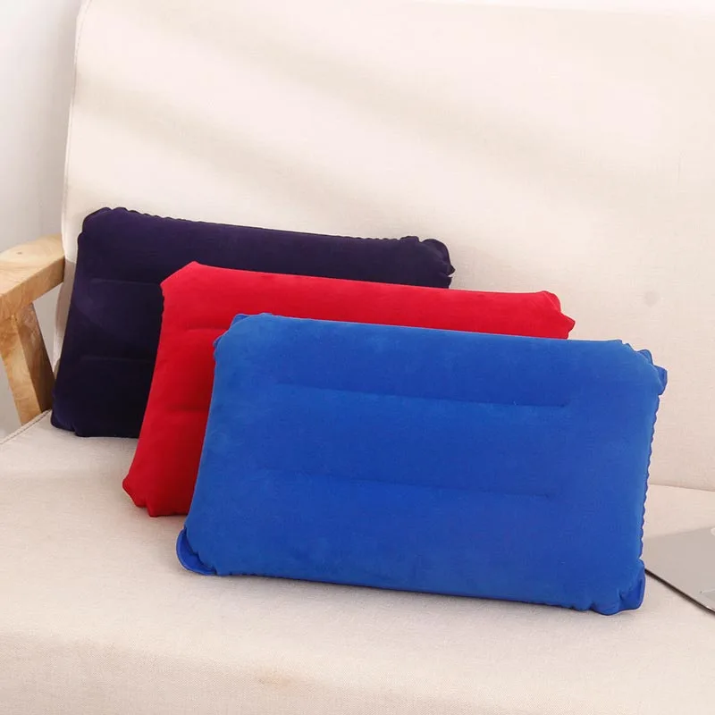 Mini Travel Inflatable Pillow PVC Flocking Nap Square Pillow Outdoor Hiking Rest Cushions