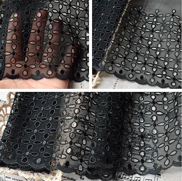 

5 Meters 18cm Lace Ribbon Trimming for DIY Dress Garment Super Wide Charming Embroidery Embroided Black Lace Trim