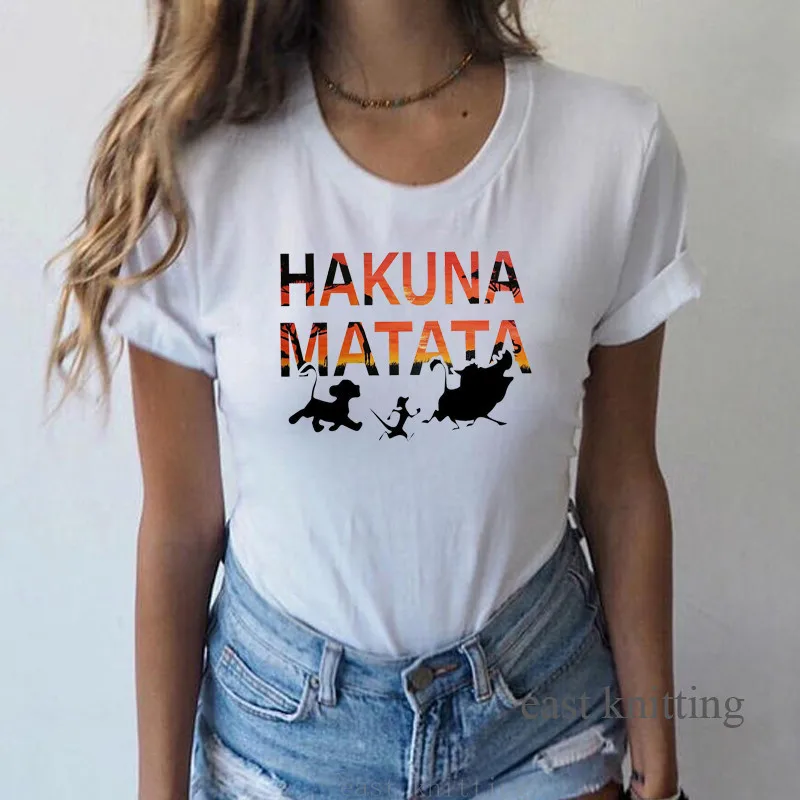 Hakuna Matata рубашка Женская Harajuku Ullzang the lion king женская футболка Homme летняя футболка модный топ Женская футболка - Цвет: 0903