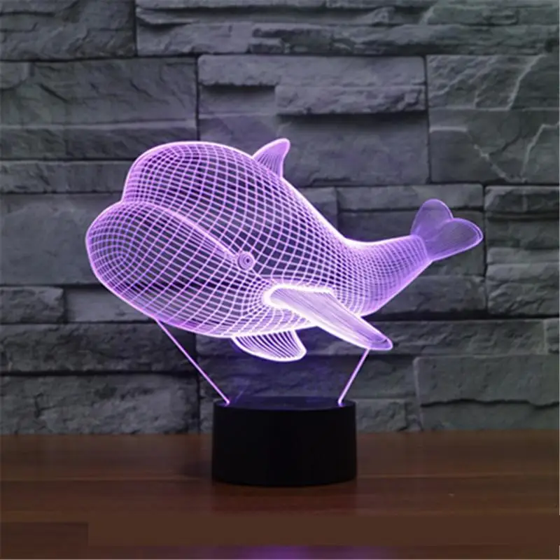 

New Whale 3d Lamp Colorful Touch Charging Led Visual Led Night Light Valentine's Day gift Kids Lights Lamps