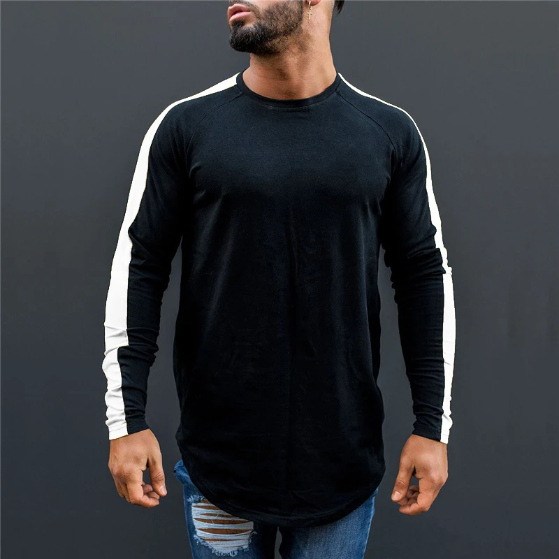 Billige Muscleguys Marke T Shirt Männer 2018 Herbst Fitness Raglan Langarm T Shirt Männer Extra Lange Hip Hop Streetwear Slim Fit t Shirt