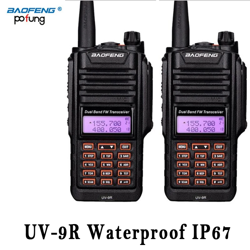 

2 PCS Baofeng UV-9R UV 9R UV9R Waterproof Walkie Talkie Two CB Ham VHF UHF Radio IP67 Station 8W For 10 km Transceiver Boafeng