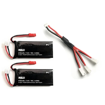 

Hot New Hubsan H502S H502E RC Quadcopter Spare Parts 2PCS 7.4V 15C 610mAh Battery& Charging Cable Set