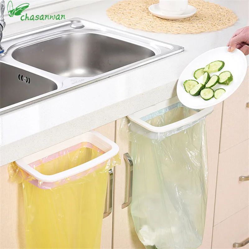 

1 Pcs Kitchen Gadgets Cupboard Door Back Trash Rack Storage Garbage Bag Holder Hanging Kitchen Cabinets Storage Towel Shelf.Q