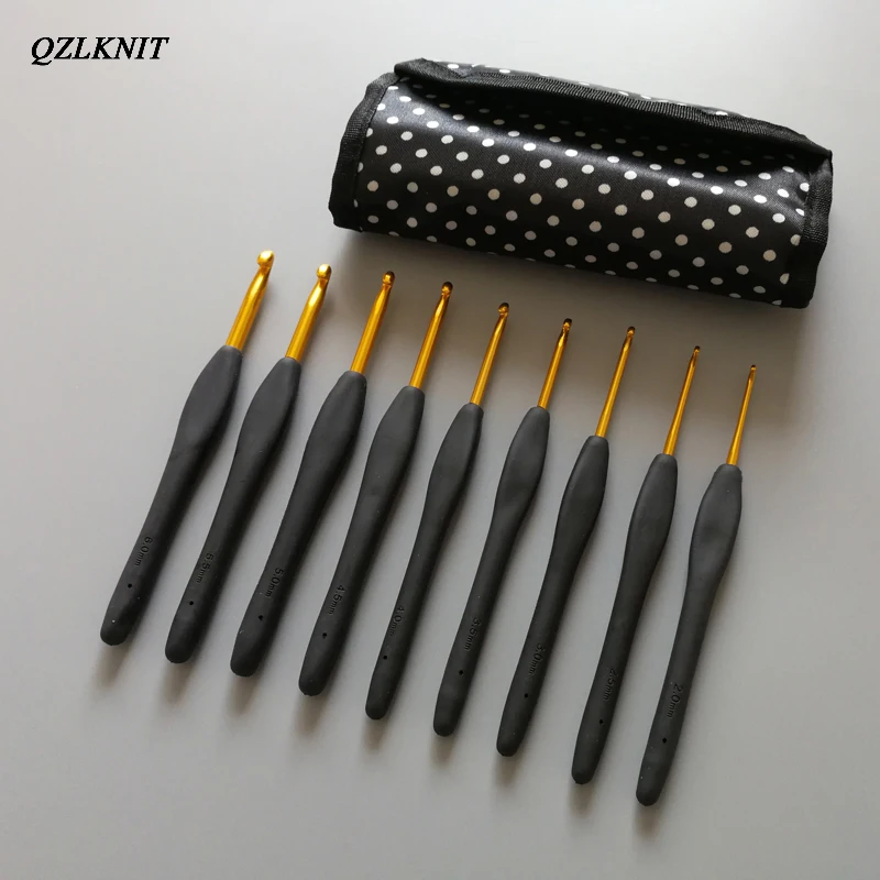 Набор из 9 крючков QZLKNIT эргономичные мягкие резиновые иглы для вязания 2 0 6