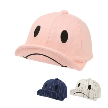 

Striped Cotton Baby Cap Smile Casual Kids Sun Cap Embroidery Pink Gray Hat For Baby Boys Spring Summer Cute Baby Girls Clothing