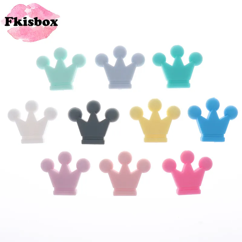 식품 등급 실리콘 크라운 비즈  Teether 목걸이 구슬   씹는 보석 액세서리 DIY Teether 장난감, 10 개