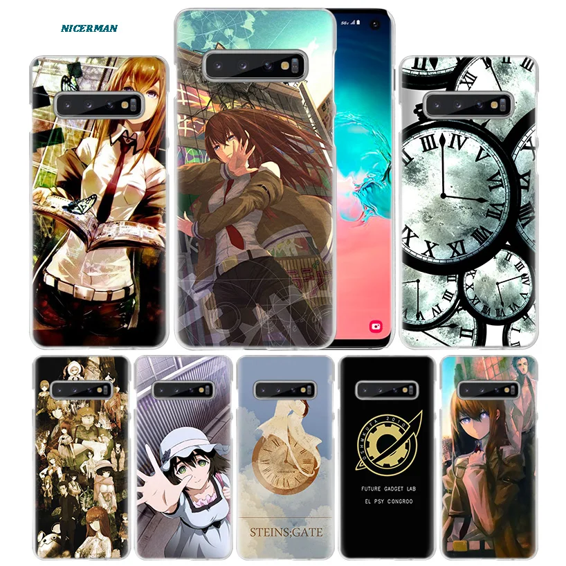 

Steins Gate Anime Case for Samsung Galaxy S10 5G S10e S9 S8 M30 M20 M10 J4 J6 Plus J8 2018 Note 8 9 Clear Hard PC Phone Cover