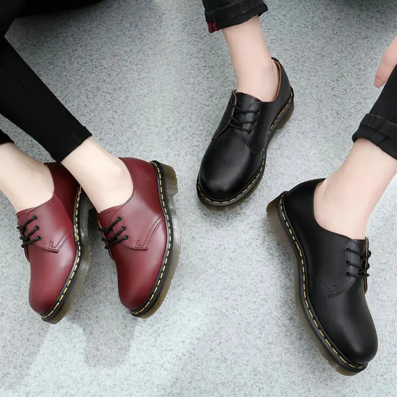 Günstige Echtes leder Schuhe für Damen Frauen Niedrigen Stiefel Arbeits Schuhe Armee Boot Zapatos Stiefeletten Outdoor Schuhe große größe 47 PP 0505