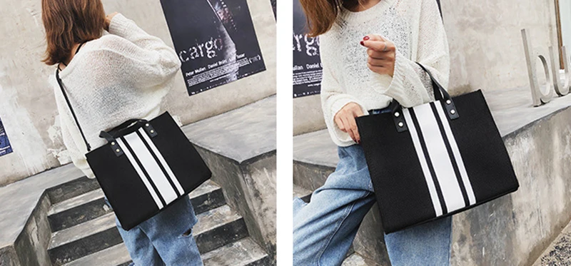 Women Patchwork Handbag INS Popular Female Holiday Canvas Bag Large Lady Korean Shopping Shoulder Bag Beach Fashion Bolsa SS7336 (18)