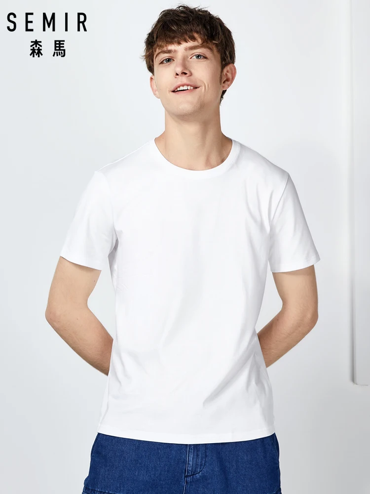 SEMIR Short sleeve men t-shirt 2019 summer new men's cotton white water soft cotton half sleeve t shirt tide