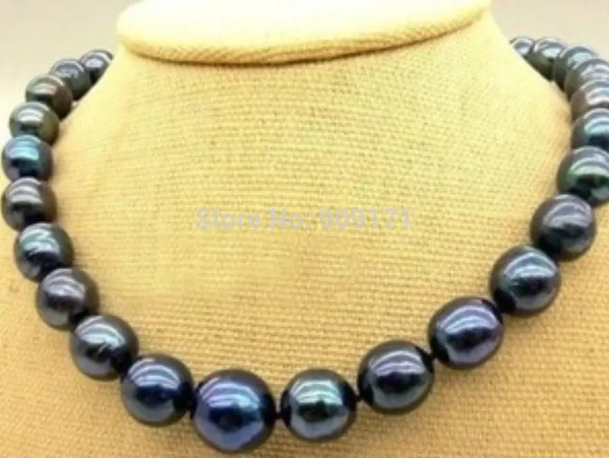 

New 10-11mm Tahitian Black Natural Pearl Necklace 18" AA+