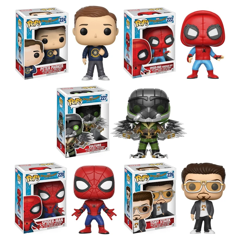 

Funko Pop! Marvel: Spider-Man Homecoming Collectors Set: Peter Parker, Vulture, Spider-Man Proto, Tony Stark Action Figures Toys