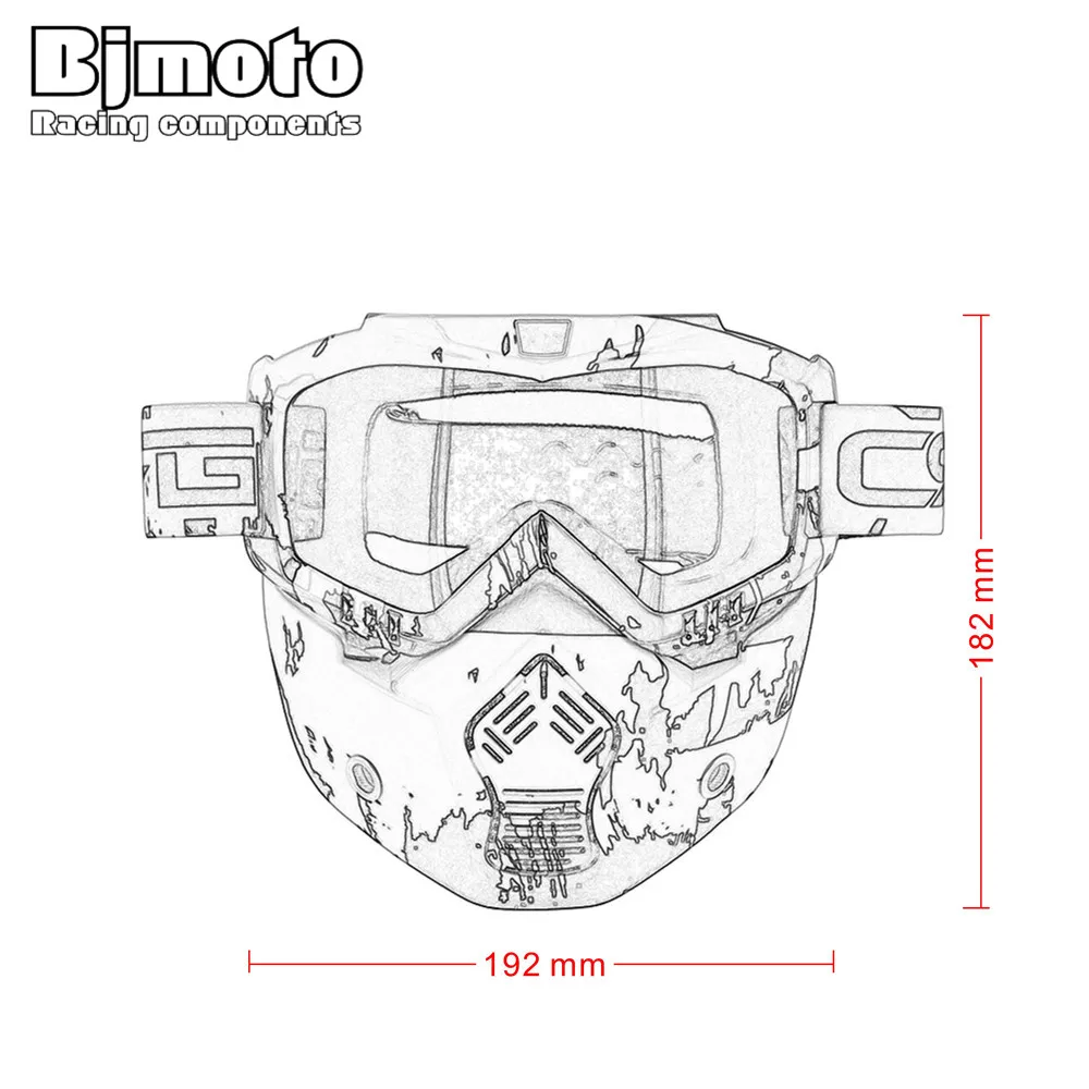 BJMOTO очки для мотокросса, маска для мотокросса, дорожные очки, мотоциклетные очки, очки с фильтром для рта, шлем