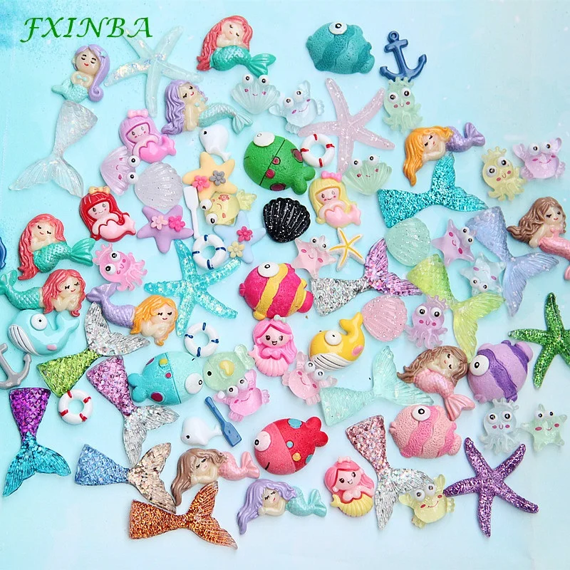 Fxinba 1/3/5/10 шт океан серии подвески для Slime наполнитель DIY Украшение Телефона Decora подвеска с русалкой Лизун глины поставки слаймов игрушки