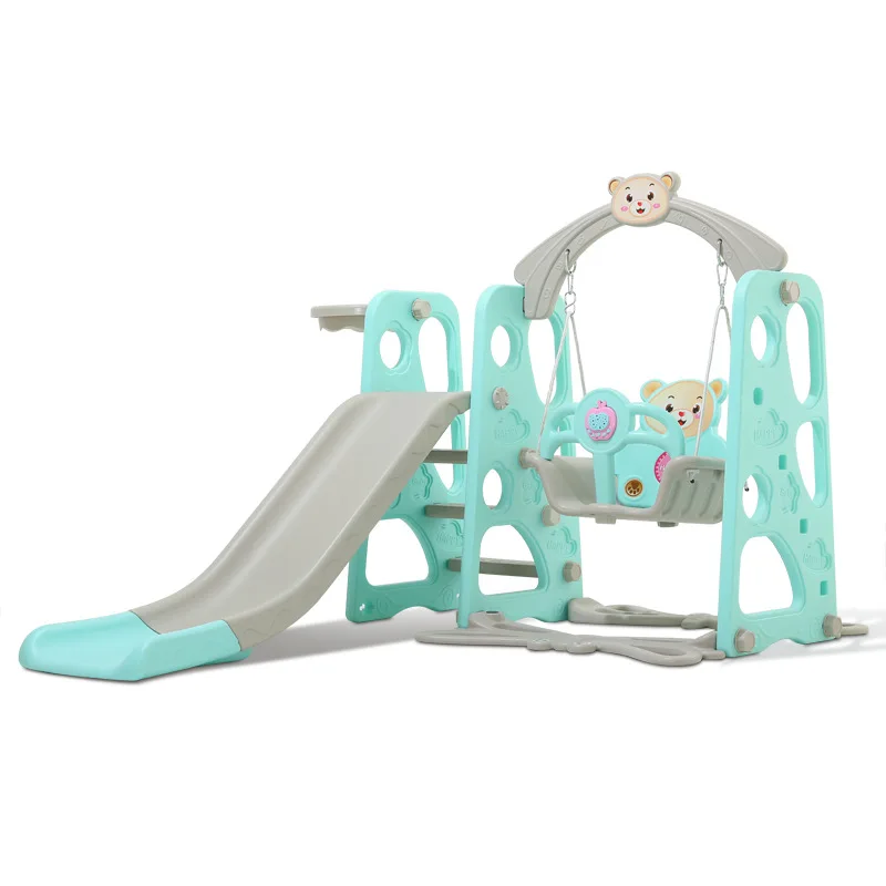 

Brand New Plastic Kids Slides And Swing Child Home Playground Plastic Slides Indoor Eco-friendly Slider with Swing+MP3 Music