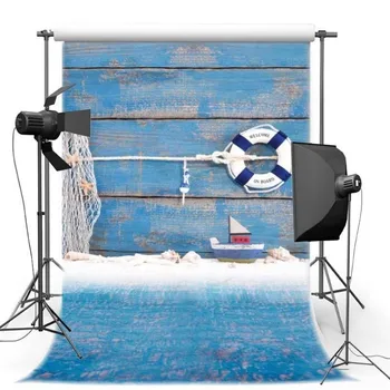 

Nautical Sailboat Blue Old Vintage Wood Backgrounds for sale Vinyl cloth High quality Computer print wall backdrops