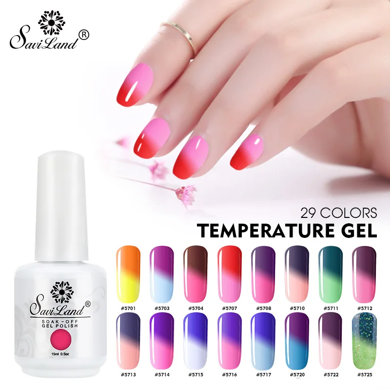 

SAVILAND 29 Colors Temperature Color Changing Gel 15ml Change Color Gel Polish UV Gel Varnish Nail Art Manicure Lacquer