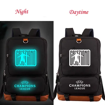 

Men And Women Oxford Luminous Backpack Ronaldo CR7 Printed Teenager Big Capacity Travel Backpacks Student School Bag Laptop Bags